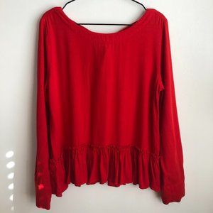 cloth & stone | bright red ruffle tie-back top